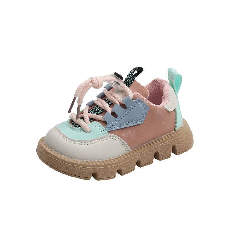 Low-cut casual baby soft-soled toddler shoes in solid colour with PU leather upper and Velcro fastening