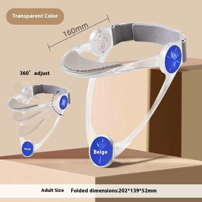 Adjustable neck brace cervical support in transparent, blue, and pink colours for adult and children users