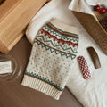 Fairisland beige dog sweater with green dots in five sizes for small to medium pets