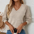 Women's loose fit solid colour knitted pullover sweater in Apricot with long sleeves