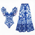 Women's printed one-piece swimsuit in rose pink, available in sizes S M L XL
