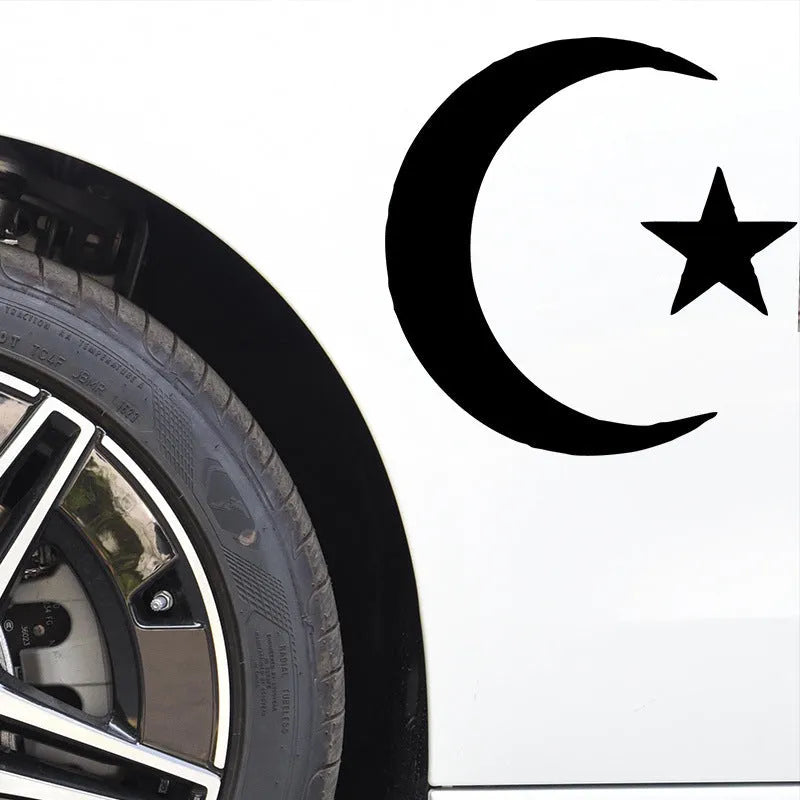 Star and moon sticker 15x15cm black or white for electric motorcycle notebook car