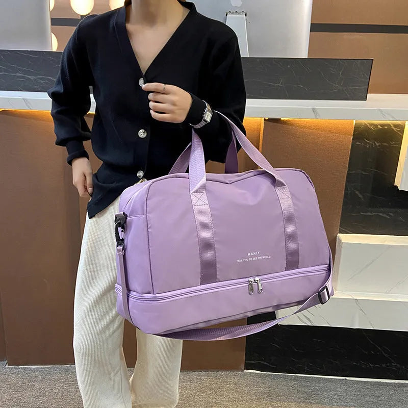 Large capacity waterproof Oxford cloth travel bag with dry wet separation for short trips