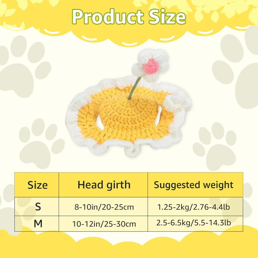 Knitted cartoon design pet hat for cat or small dog in green colour