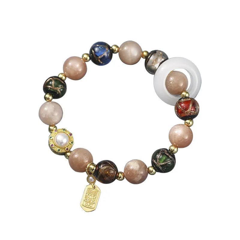 Hand-woven fragrant grey coloured glaze bracelet with round beads