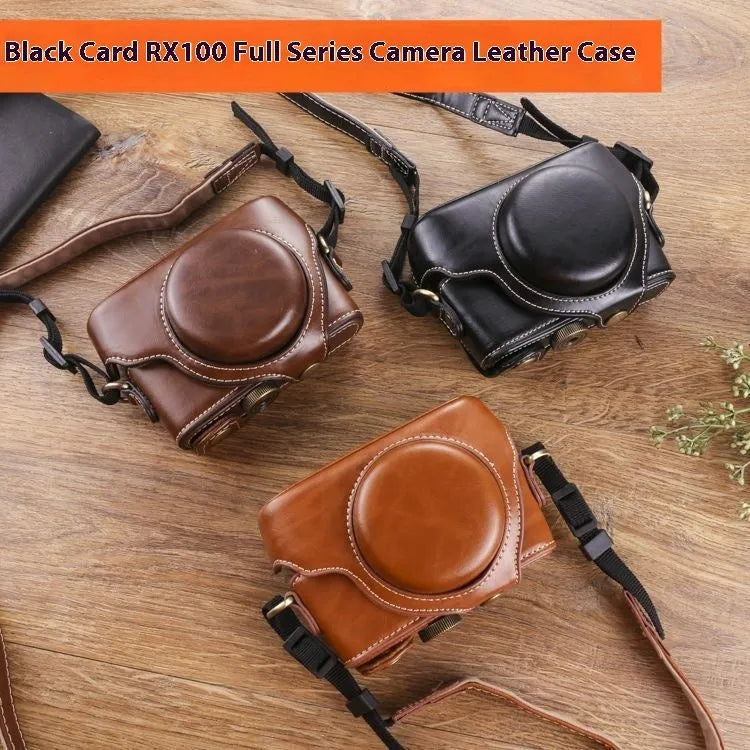 Imitation leather crossbody card camera bag in black with wear-resistant anti-seismic protection for home storage