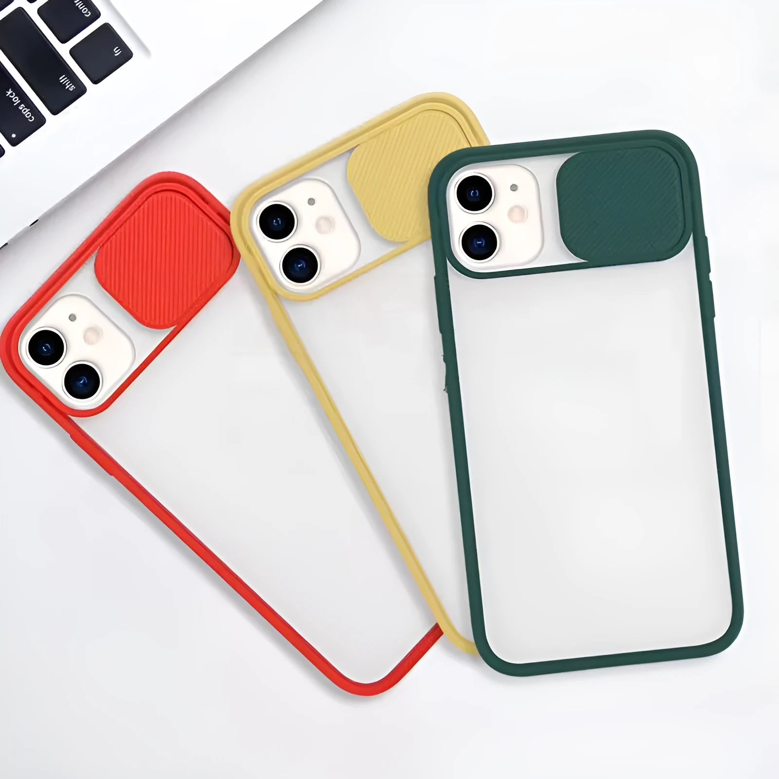 Frosted frame silicone phone case in black for iPhone with raised camera lens protection