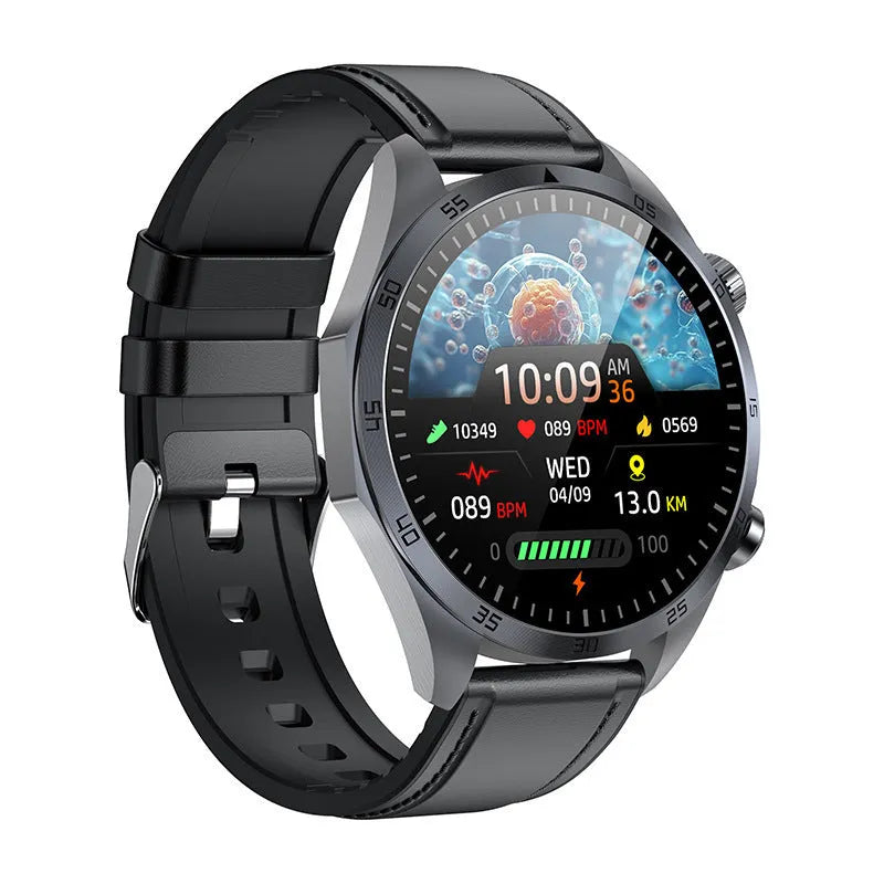 Smart watch with heart rate and body temperature monitoring, silicone wristband, touch button