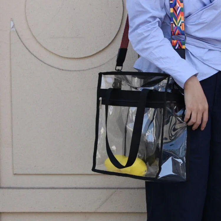 Women's transparent PVC messenger bag with double shoulder straps in various colour options