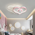 Children's ceiling fan with LED light, 59cm wide, blue white or pink white, remote dimming, 220V