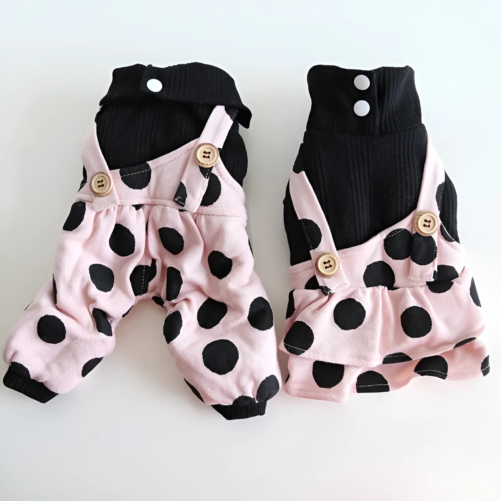 Pet couple clothing set with lapel shoulder strap design in casual cloth fabric