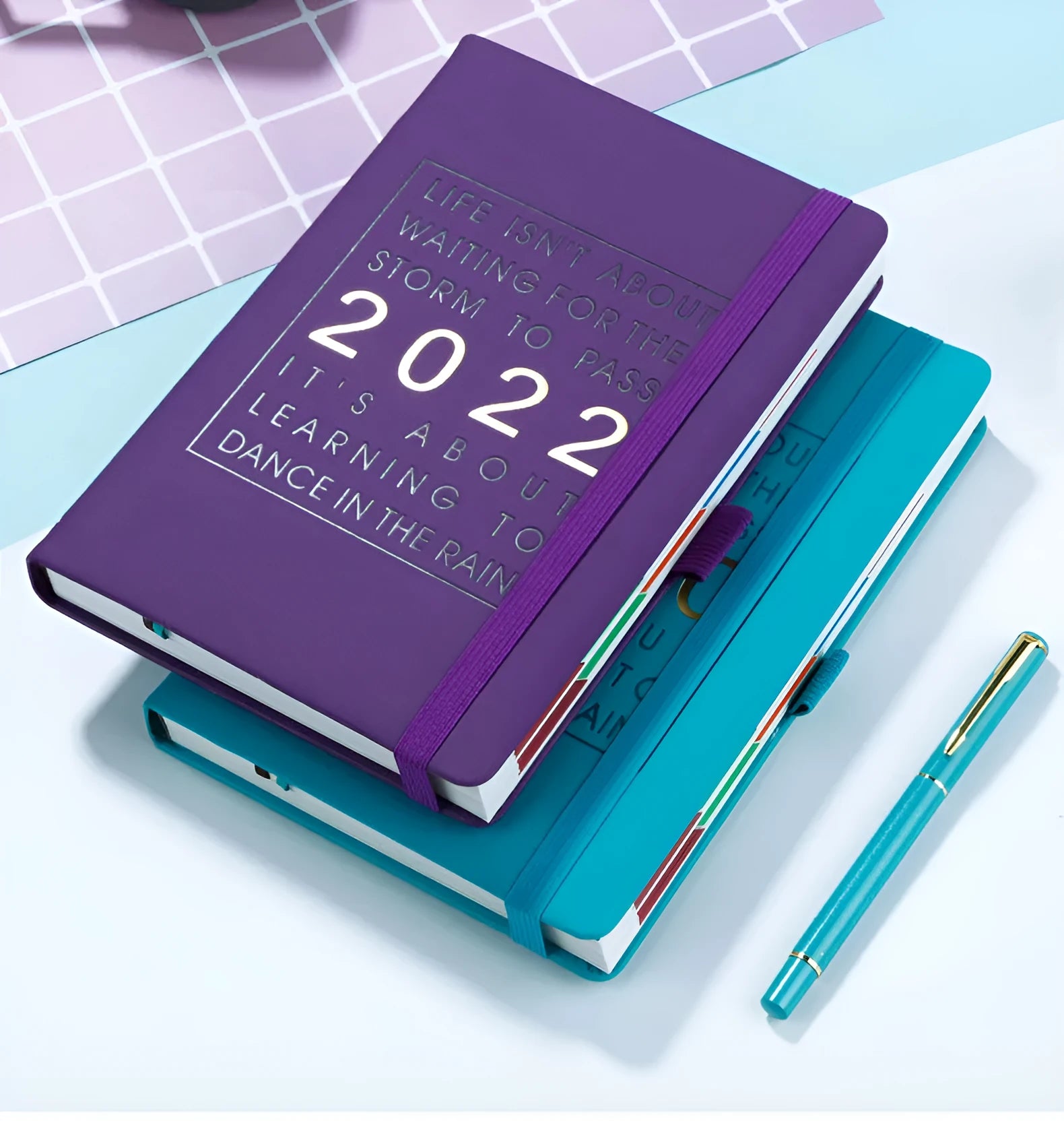 A5 imitation leather notebook with French fold binding, 100gsm paper, in seven colours