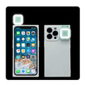 Ring flash mobile phone case with LED light for iPhone 13 in pink, white, or green colour options