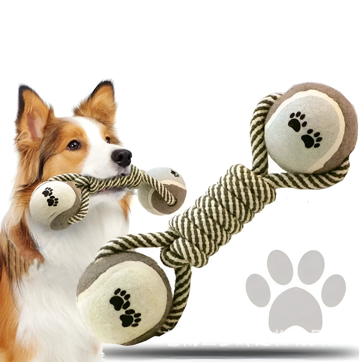 Grey cotton rope knot dog chew toy, 21cm x 6cm, 200g, for medium and large dogs