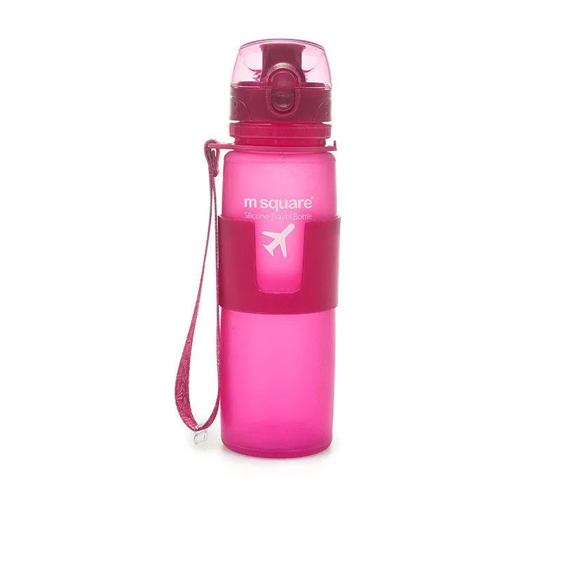 Portable soft silicone sports water bottle in blue, 350ml capacity, lightweight for outdoor use