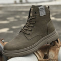Men's genuine cowhide leather casual business shoes in black with sewing line detail and rubber sole
