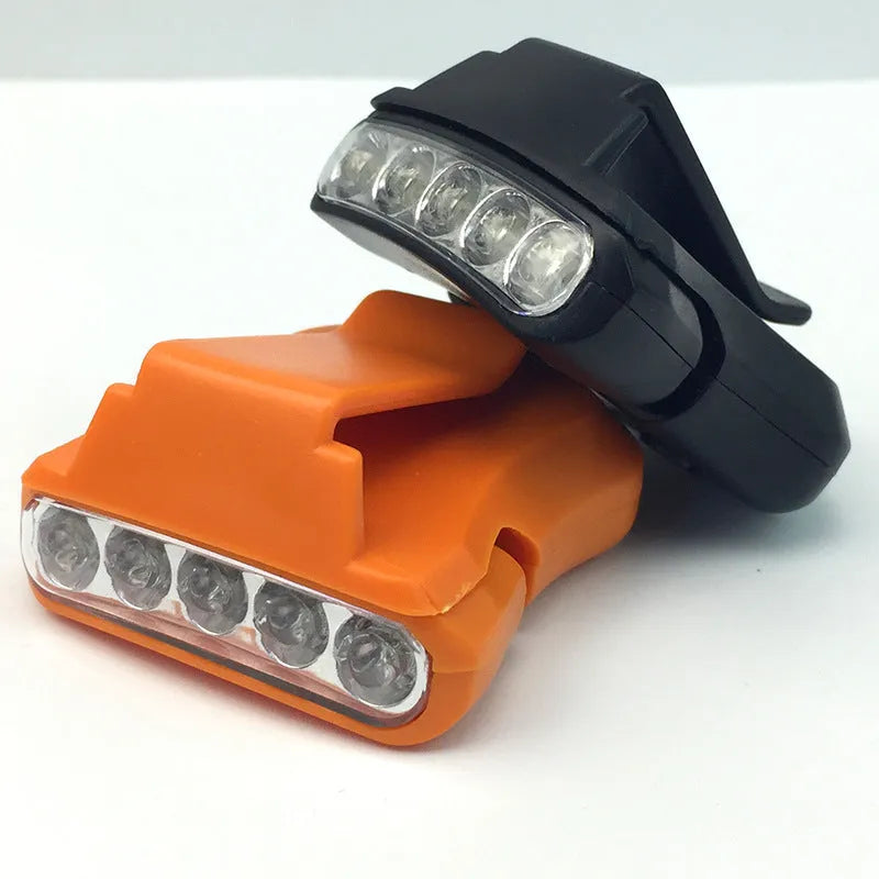 5LED cap lamp brim clip headlamp for outdoor camping hiking fishing in black