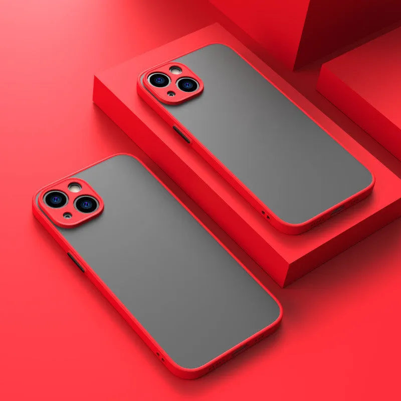 Frosted hard plastic iPhone case with fine hole pattern and full camera lens protection