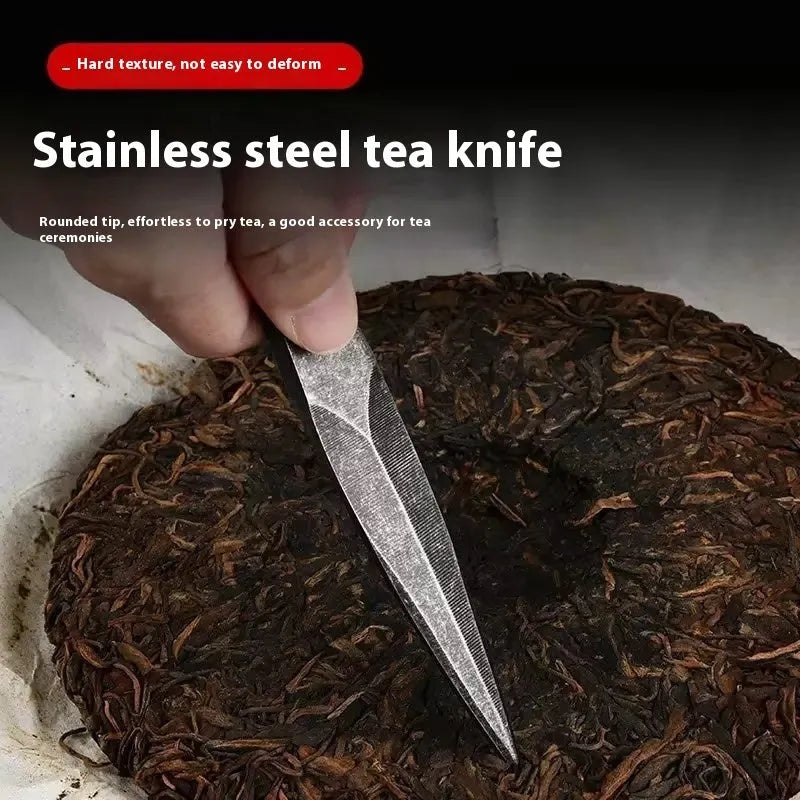 Black stainless steel hand pry tea knife for compressed tea cakes, modern simple tea accessory