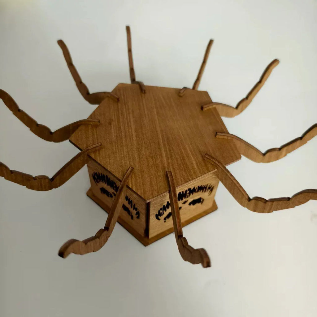 Wooden ghost Halloween spider mini lantern candlestick decoration measuring 21x8.5cm