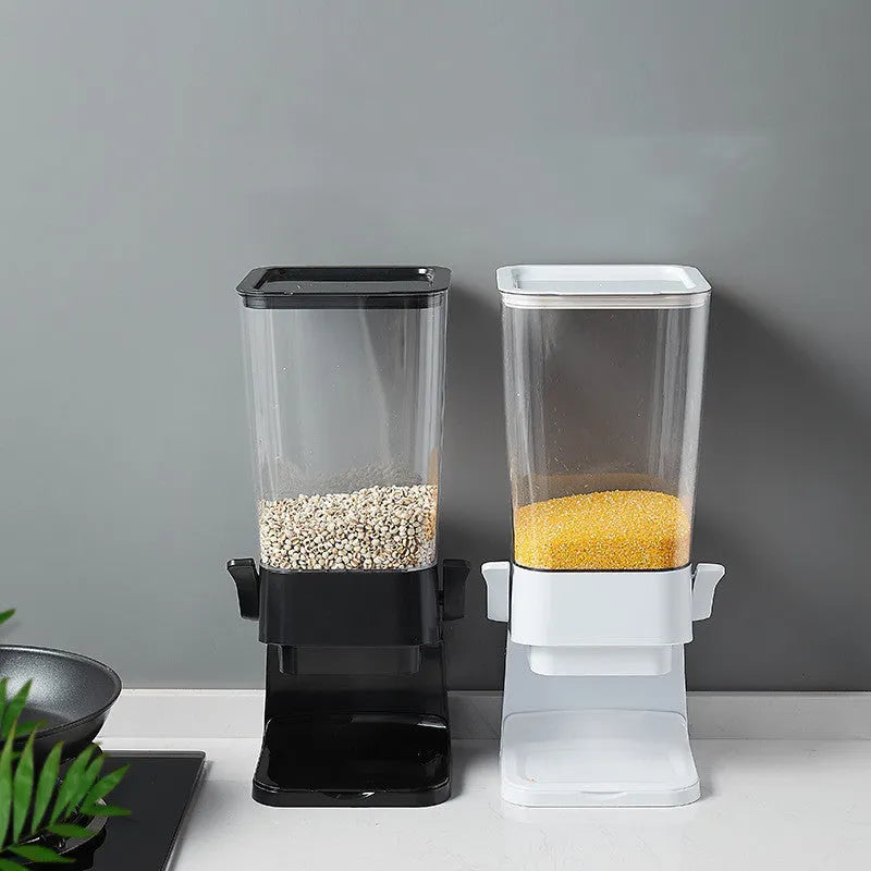 Countertop cereal dispenser with chute design, non-slip levers, 5500 ml capacity, black or white ABS and PS body
