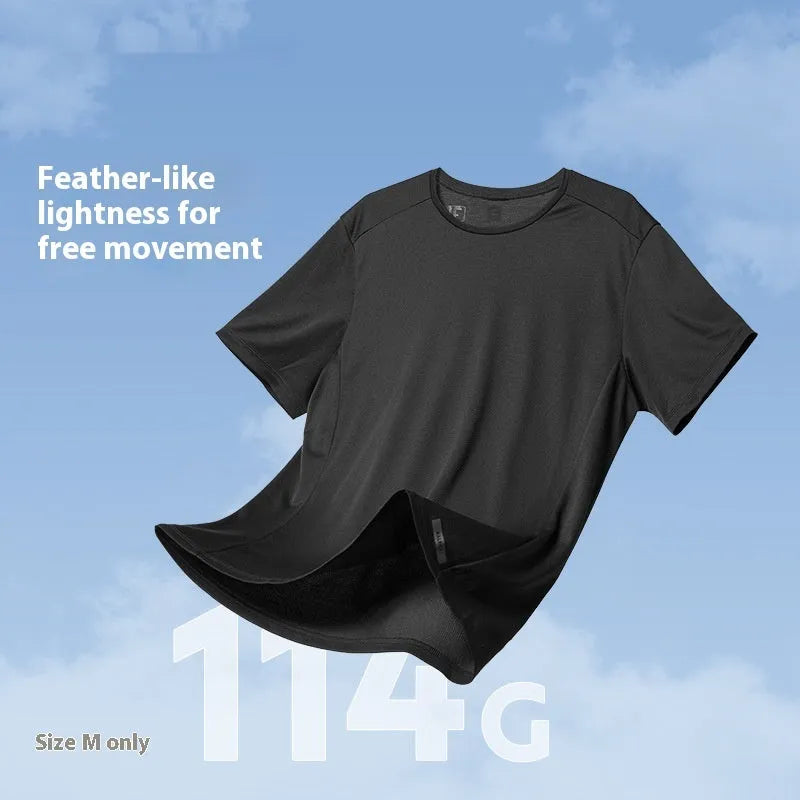 Men's black polyester running t-shirt with quick-dry fabric for sports and fitness