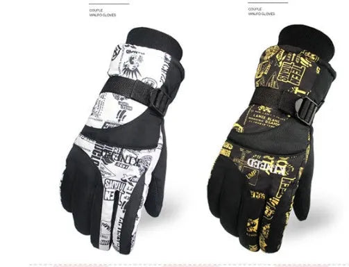 Men's winter ski gloves windproof breathable nylon black blue grey orange red white yellow