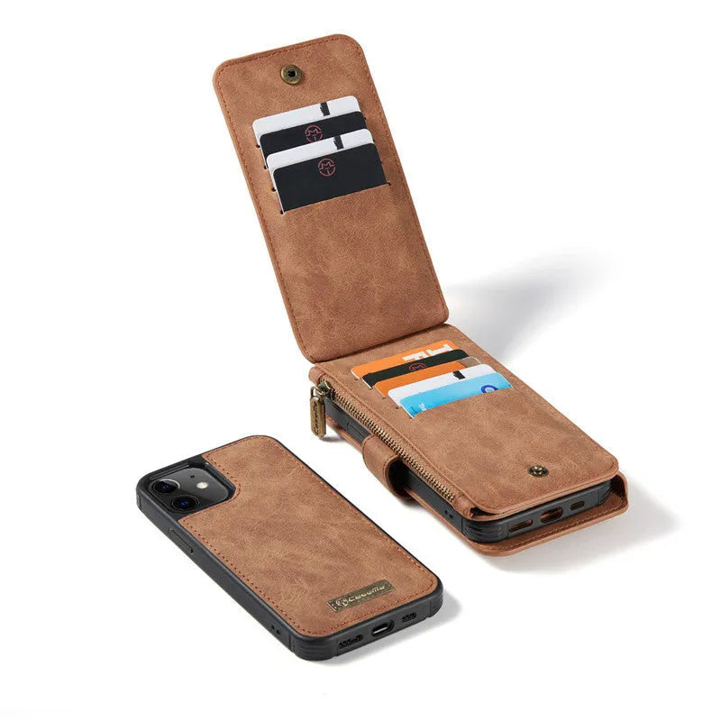 Black imitation leather split flip case for Apple iPhone with front cover open
