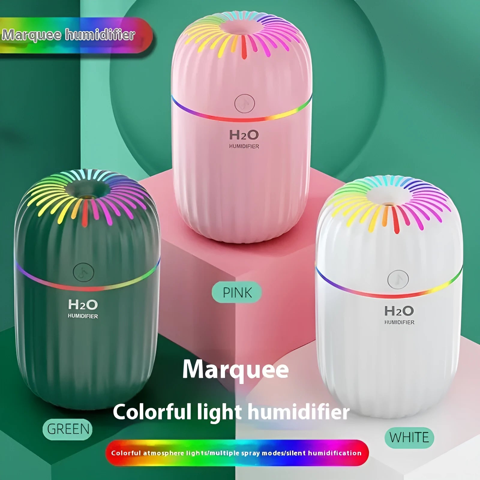 Mini green car-shaped USB aromatherapy humidifier on a desk