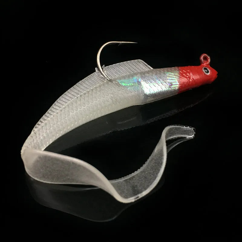 12cm soft fishing lure with lead head and PVC body in pink, yellow, red luminous, white, and transparent colours