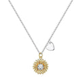 Women's adjustable silver sunflower necklace with 925 silver pendant and cross chain