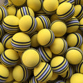 Rainbow interactive cat ball toy in soft EVA foam, 42 mm golf practice ball, yellow red light blue colours