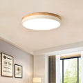 Round solid wood LED ceiling lamp with Nordic design in grey finish