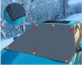 Magnetic car windshield snow cover 210x120cm, black polyester umbrella cloth with silver back, magnets and ear clips