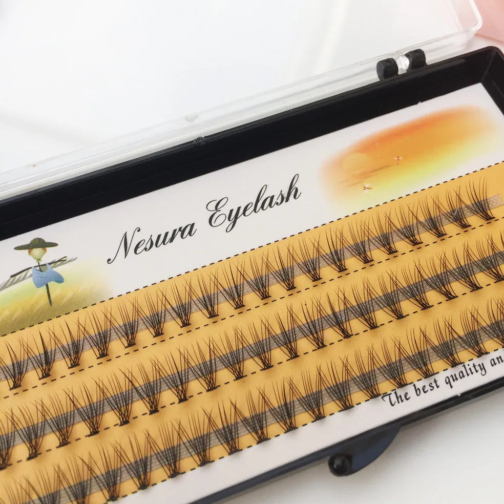 60 individual black imitation mink false eyelashes in lengths from 6mm to 14mm