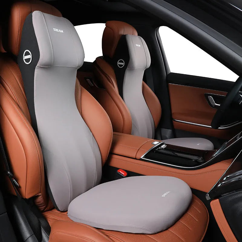 Automotive memory foam waist cushion and headrest mat in six colour options