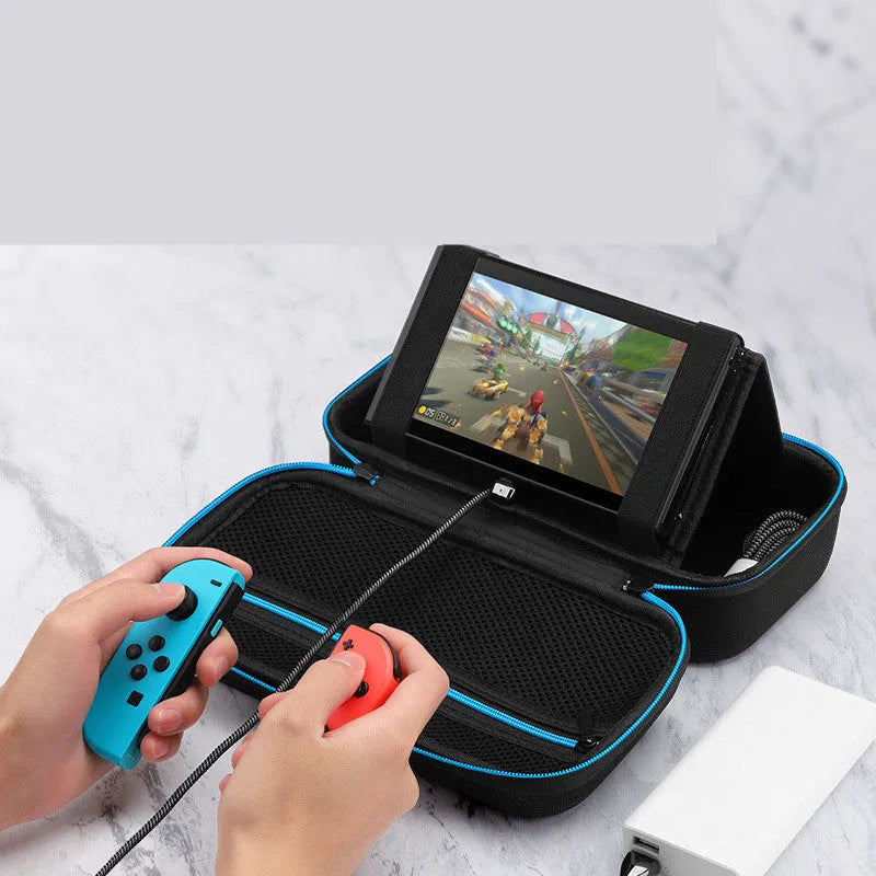 Anti scratch flannel storage bag for Nintendo Switch with thick EVA hard shell in portable model size