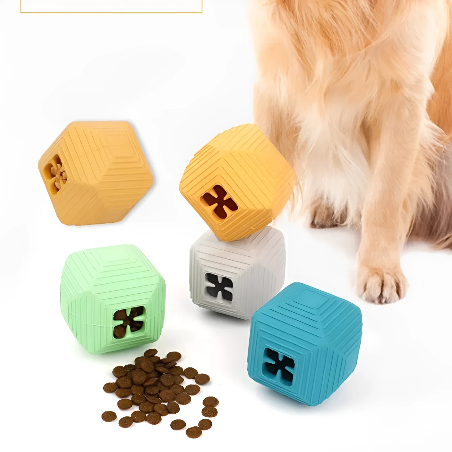 Cube-shaped bite-resistant TPR rubber dog training toy in light gray 60x60x60mm