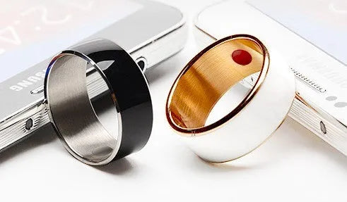 R3F Smart Ring NFC wearable with digital business card functionality in glazed black finish