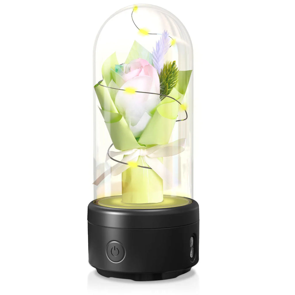 LED bouquet night light with Bluetooth speaker inside glass cover, available in multiple colours