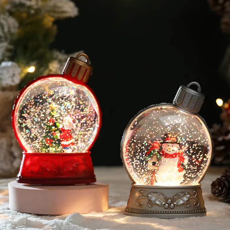 Battery-powered LED Christmas decoration with flame simulation light in plastic character design
