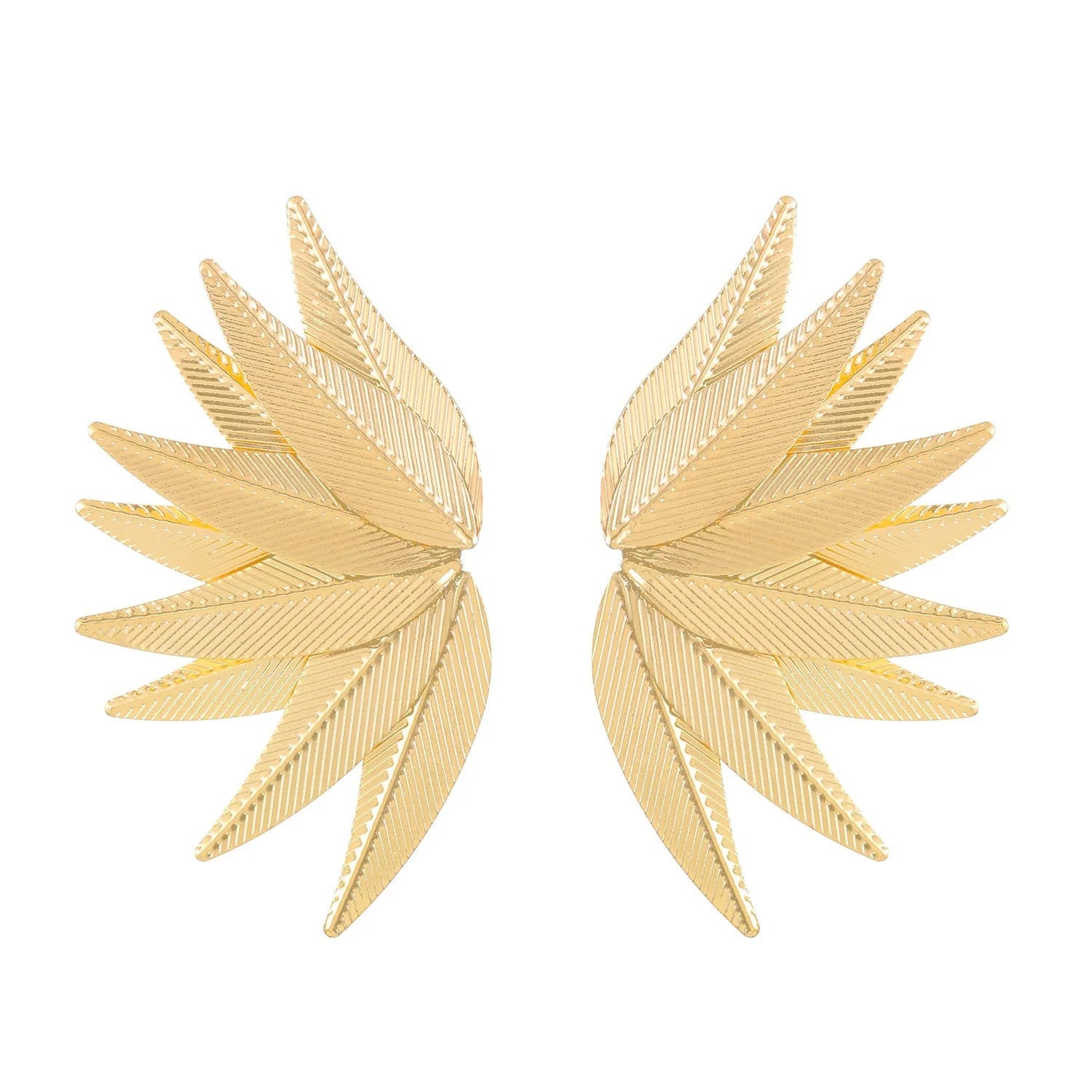 Gold and white leaves patch earrings showing detailed leaf design on alloy metal