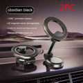 All-metal foldable magnetic car phone mount shown on a dashboard, holding a mobile phone.