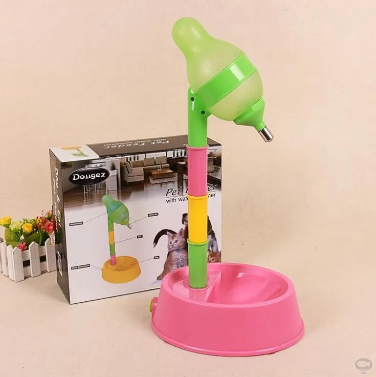 Adjustable automatic pet water dispenser in food-grade ABS resin with translucent bucket, 603g, for cats and dogs.