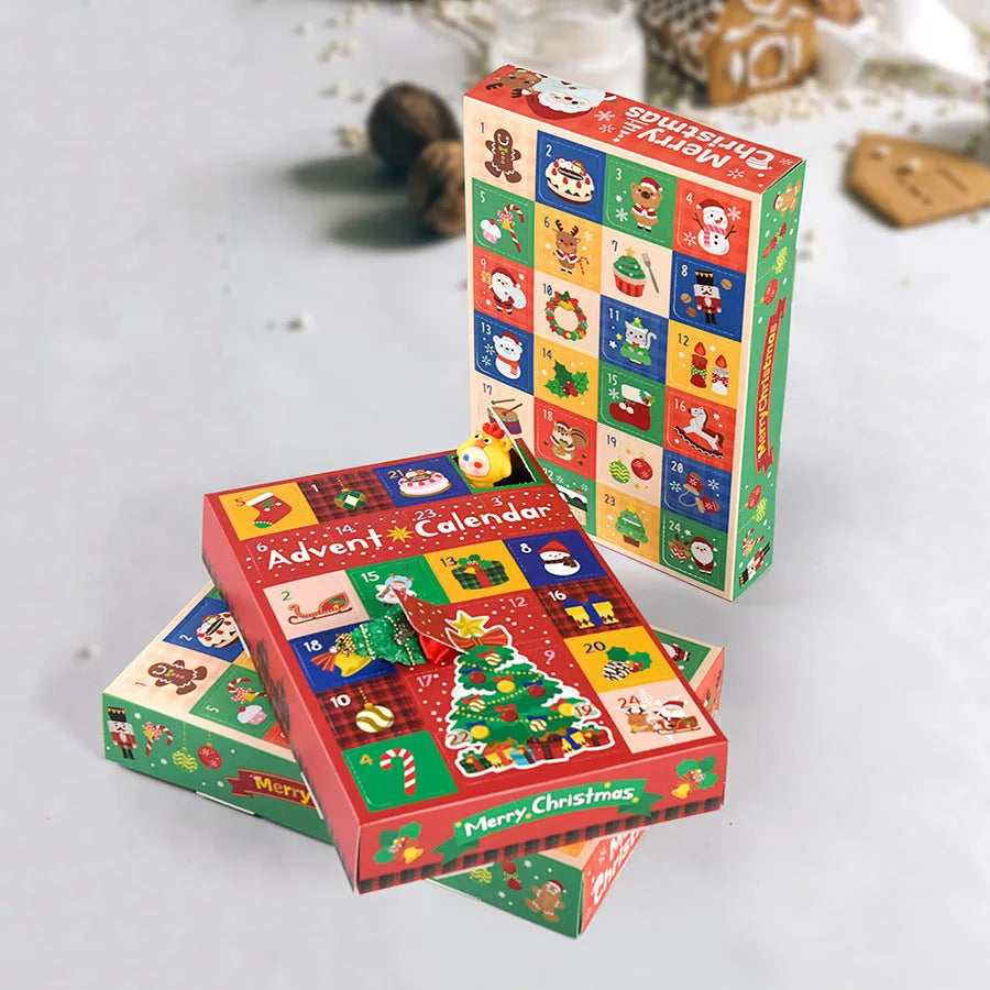 24 grid Christmas gift box blind packaging with surprise calendar design in colour, dimensions 25x17x4cm
