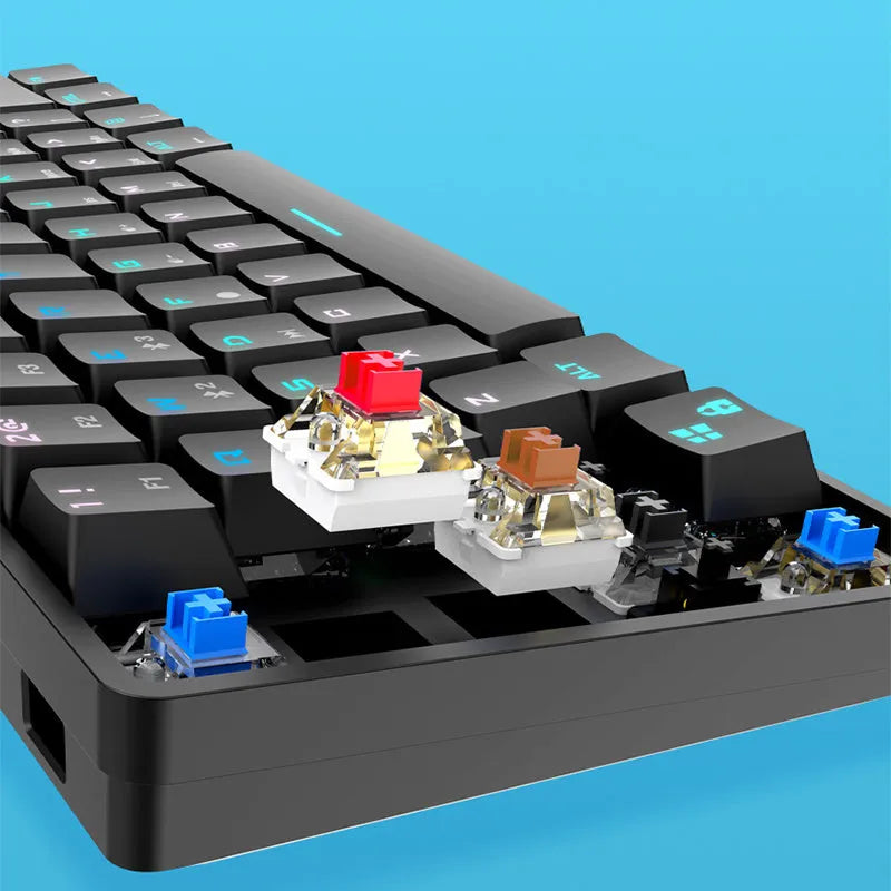 Wireless Bluetooth mechanical keyboard with colourful PBT keycaps, black colour, compact size