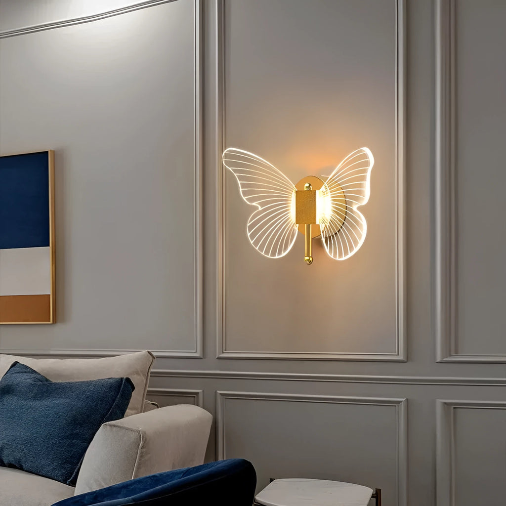 Butterfly table lamp with wrought iron frame and acrylic shade, 15x30cm, 8W, colour changing light