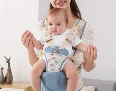 Baby waist stool carrier strap in breathable fabric for front and back carrying, pink colour option