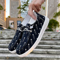 Women's black canvas low-top soft sole shoes on display, showing side view, plus size range 37-42