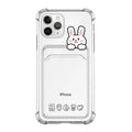 Transparent cartoon design iPhone case with card slots on the back